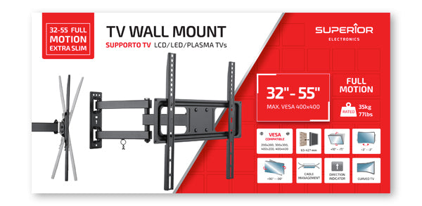 Supporto TV 32-55 Full Motion Extra Slim