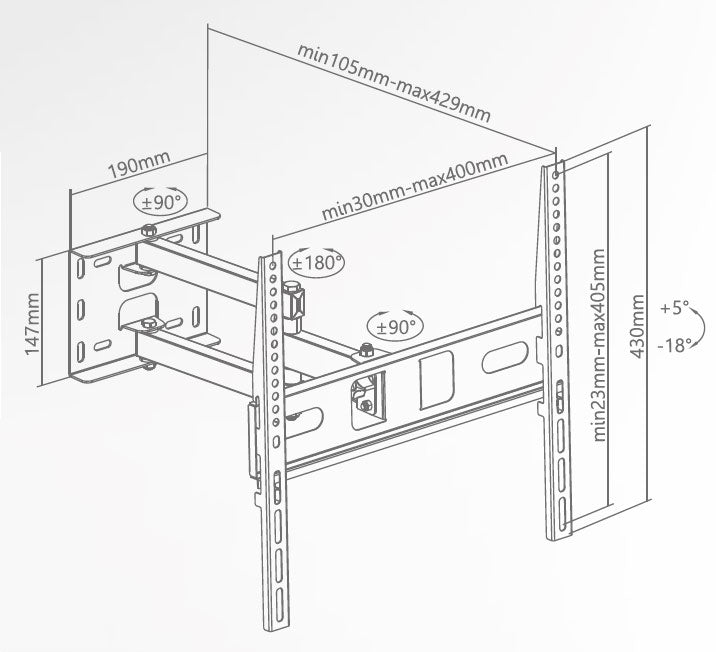 Supporto TV 32-55 Full Motion Extra Slim
