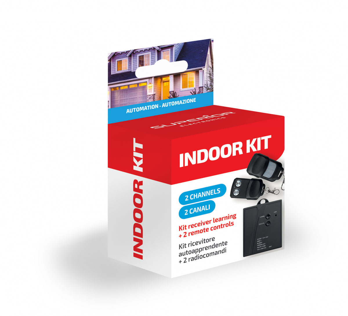 Kit Indoor da interno a due canali 433 MHz per automatizzare serrande, cancelli, box, irrigazione e illuminazione