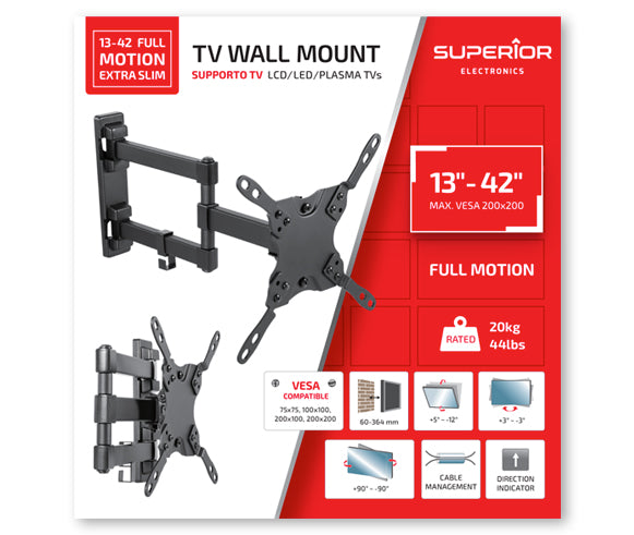 Supporto TV 13-42 Full Motion Extra Slim